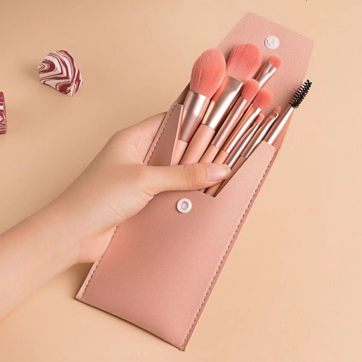 Macaron Mini Makeup Brush Set with Matching Pouch