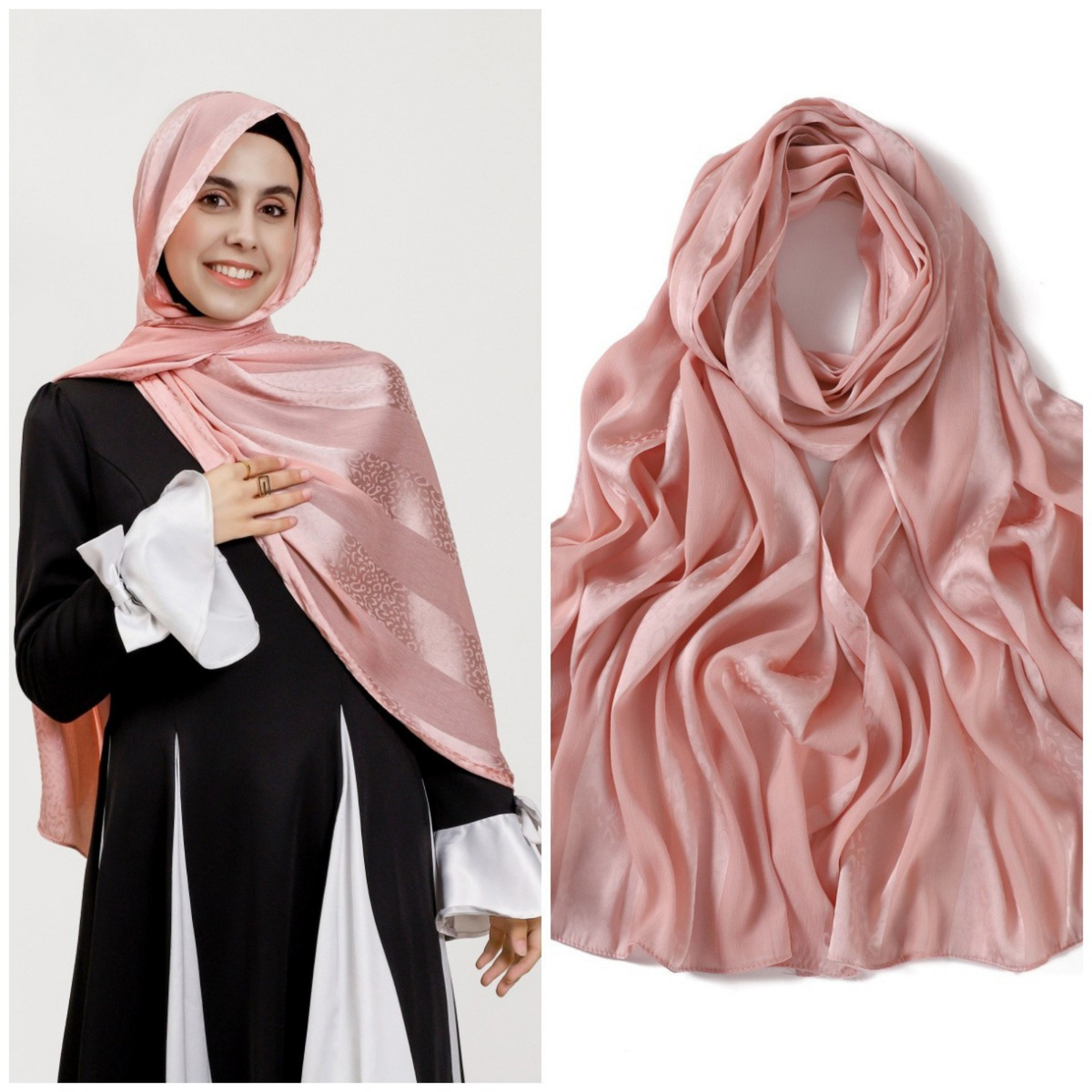 Premium Leopard Stripe Jacquard Satin Hijab