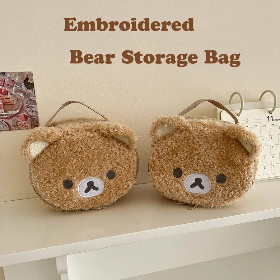 Cute Plush Bear Head Cosmetic Bag