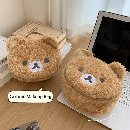 Cute Plush Bear Head Cosmetic Bag