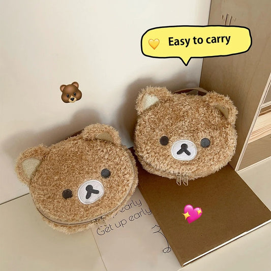 Cute Plush Bear Head Cosmetic Bag