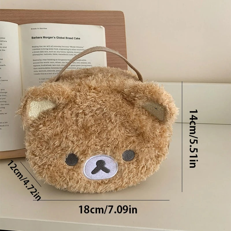 Cute Plush Bear Head Cosmetic Bag