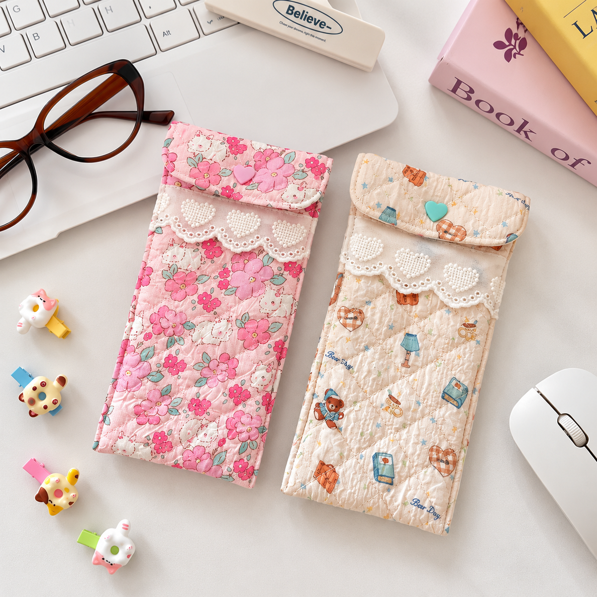 Quilted Eyeglasses Case for Women & Girls