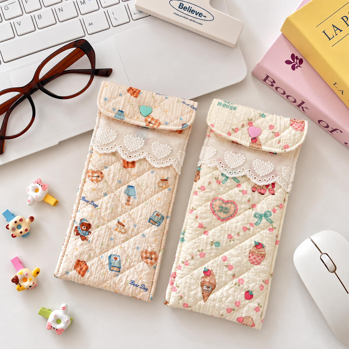 Quilted Eyeglasses Case for Women & Girls