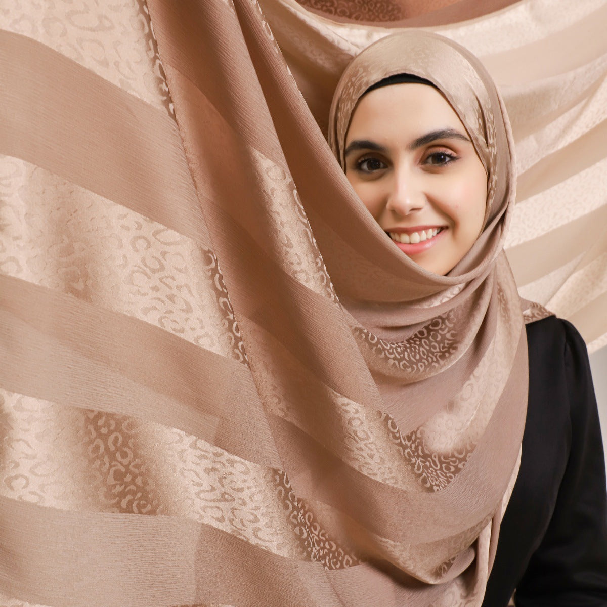 Premium Leopard Stripe Jacquard Satin Hijab