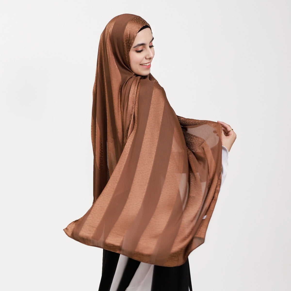 Premium Leopard Stripe Jacquard Satin Hijab