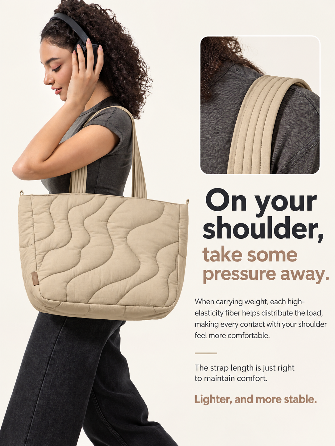 Premium Wave Quilted Puffer Tote Bag
