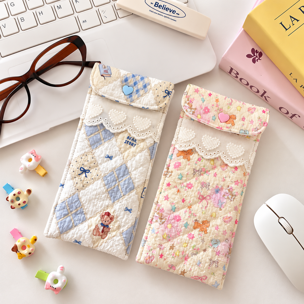 Quilted Eyeglasses Case for Women & Girls