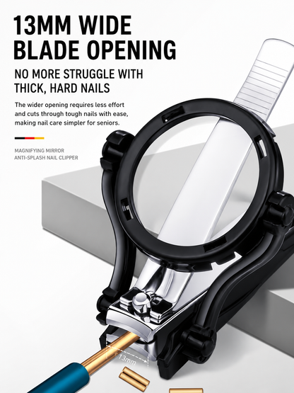 Magnifying Nail Clipper for Seniors – Large Wide Jaw, Anti-Splash & Ergonomic Design