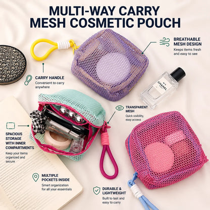 Tofu Mesh Dopamine Bag – Mini Travel Cosmetic & Accessories Organizer