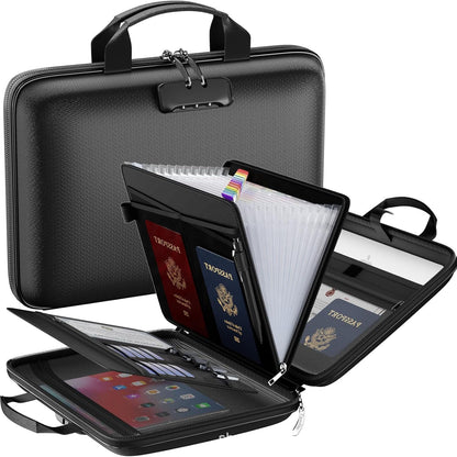 Fire-Resistant & Waterproof Document Organizer Bag with Lock