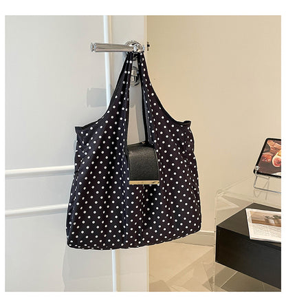 Polka Dot Foldable Slouchy Tote Bag – Lightweight,Foldable & Spacious Everyday Bag