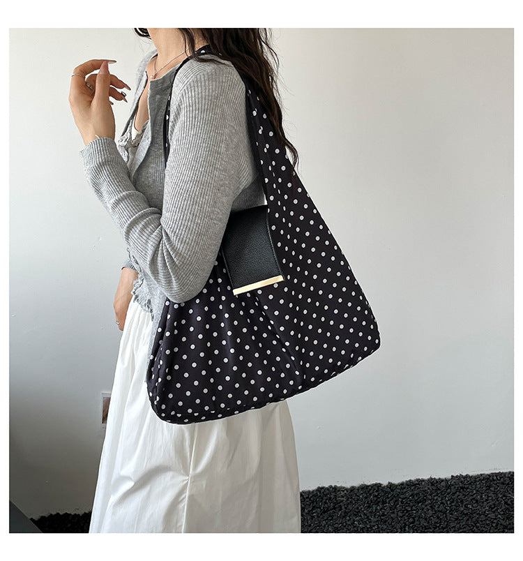 Polka Dot Foldable Slouchy Tote Bag – Lightweight,Foldable & Spacious Everyday Bag