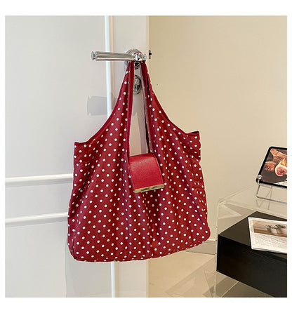 Polka Dot Foldable Slouchy Tote Bag – Lightweight,Foldable & Spacious Everyday Bag