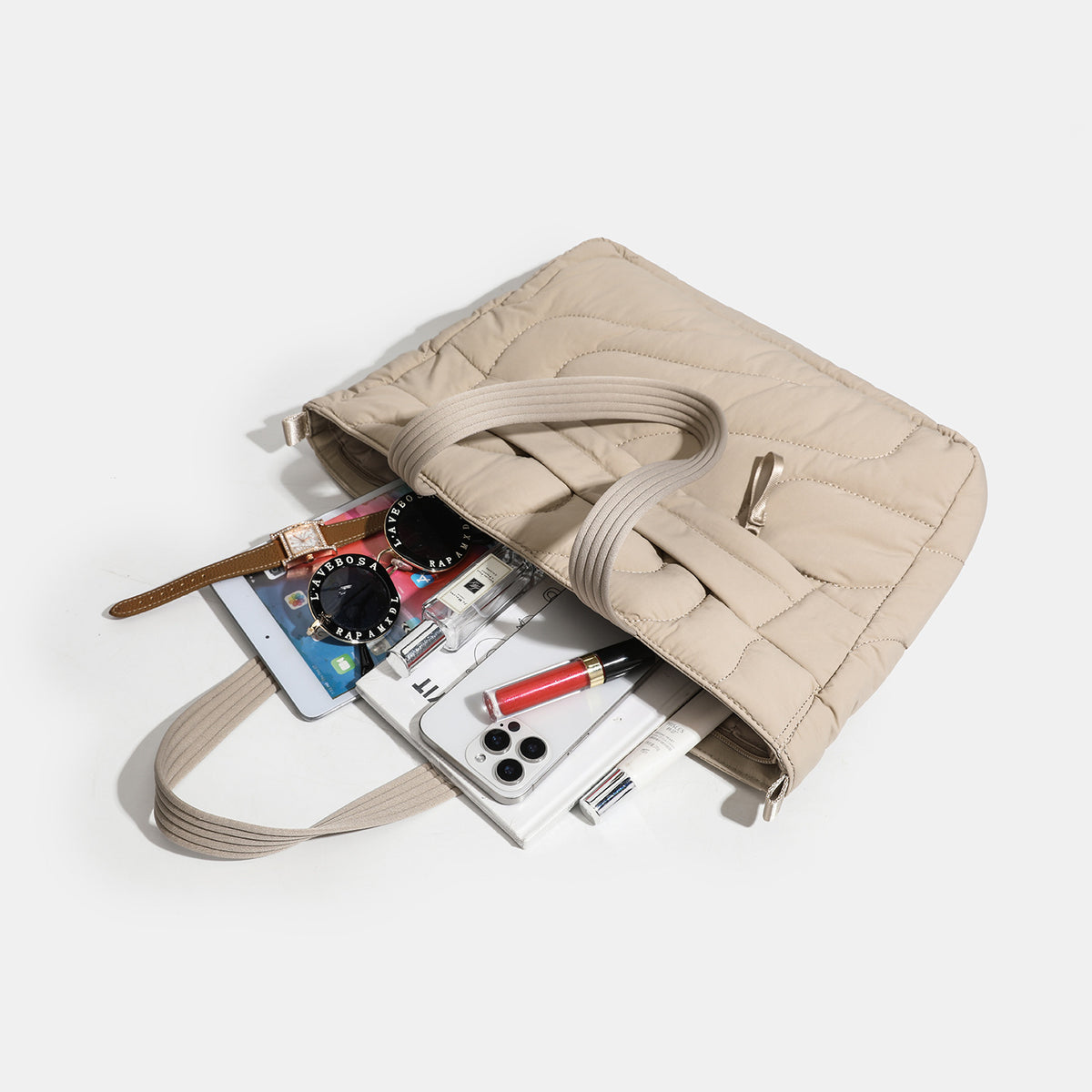 Premium Wave Quilted Puffer Tote Bag