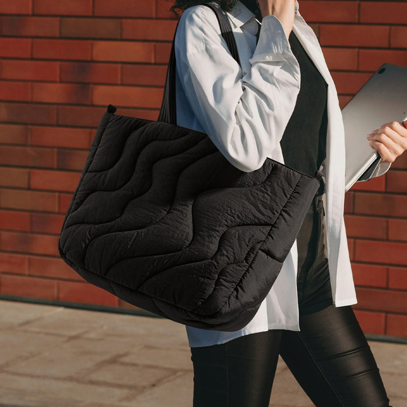 Premium Wave Quilted Puffer Tote Bag