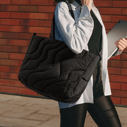 Premium Wave Quilted Puffer Tote Bag