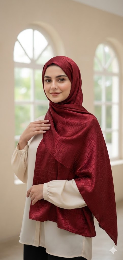 Malaysian-style Satin Jacquard Hijab