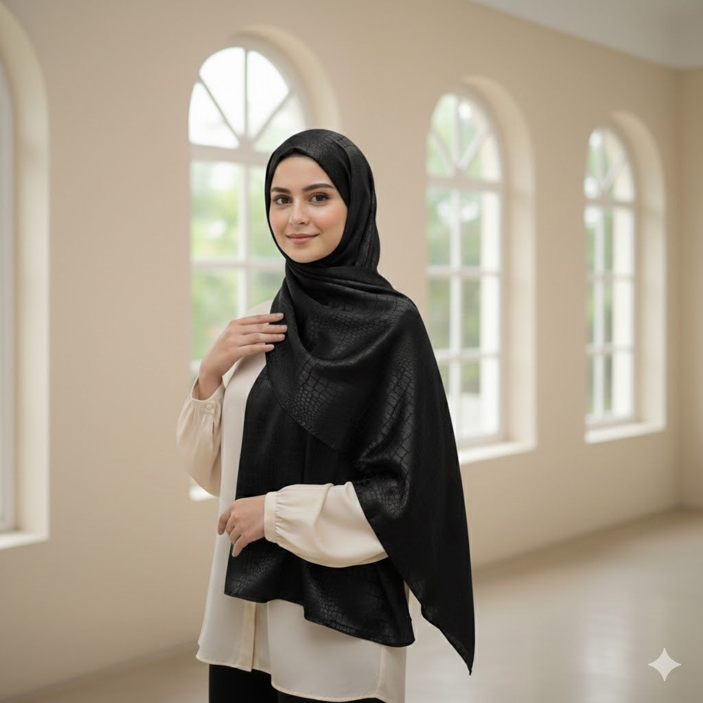 Malaysian-style Satin Jacquard Hijab