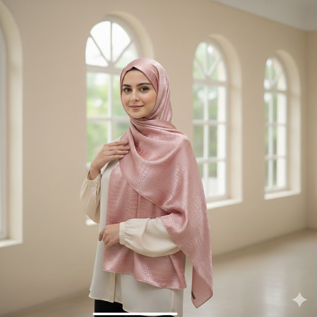Malaysian-style Satin Jacquard Hijab