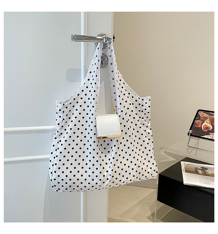 Polka Dot Foldable Slouchy Tote Bag – Lightweight,Foldable & Spacious Everyday Bag
