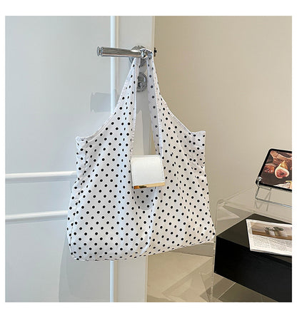 Polka Dot Foldable Slouchy Tote Bag – Lightweight,Foldable & Spacious Everyday Bag